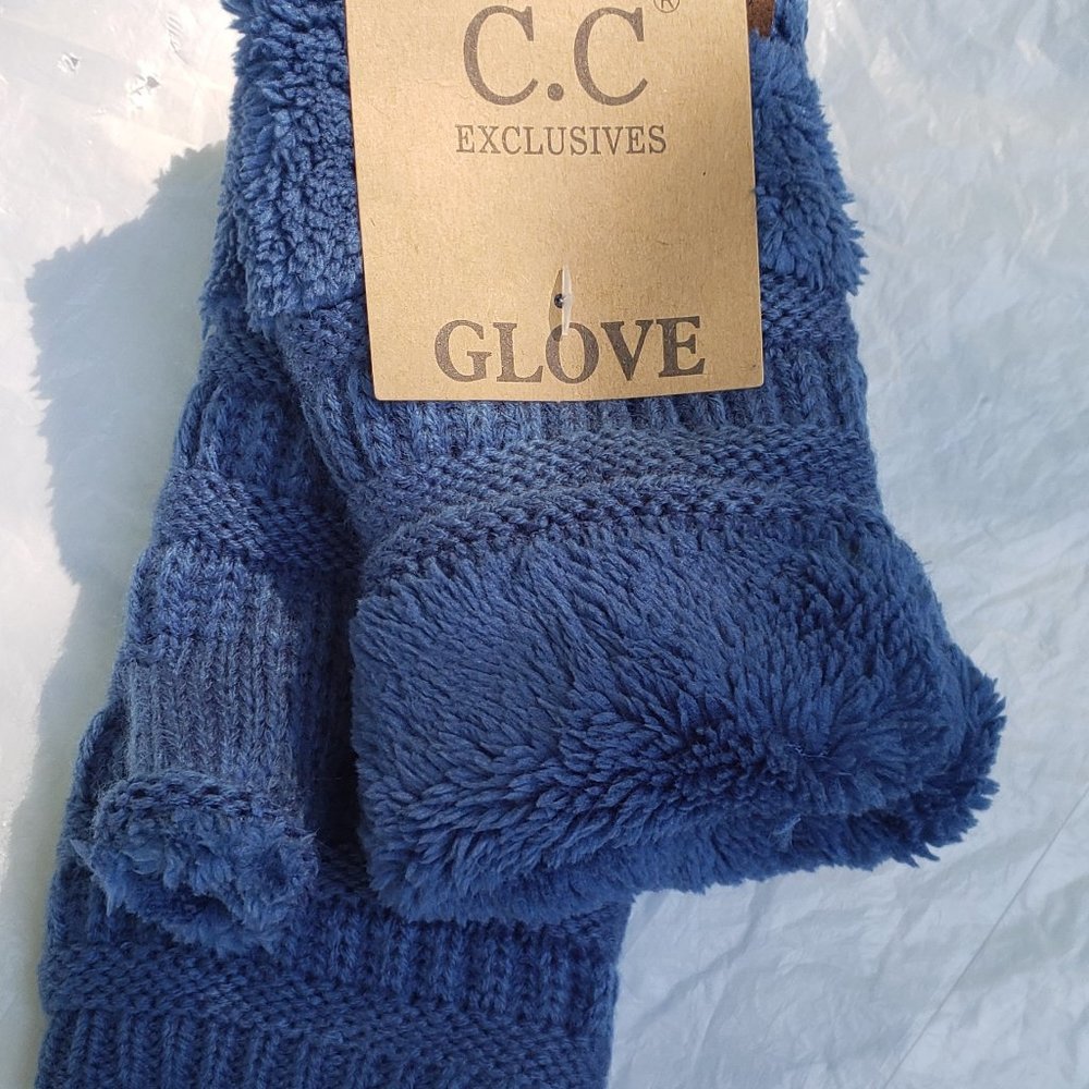 Denim Blue Fingerless Gloves